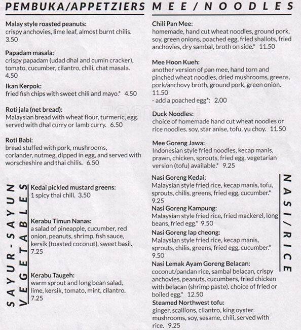 Kedai Makan Menu Menu For Kedai Makan Capitol Hill Seattle
