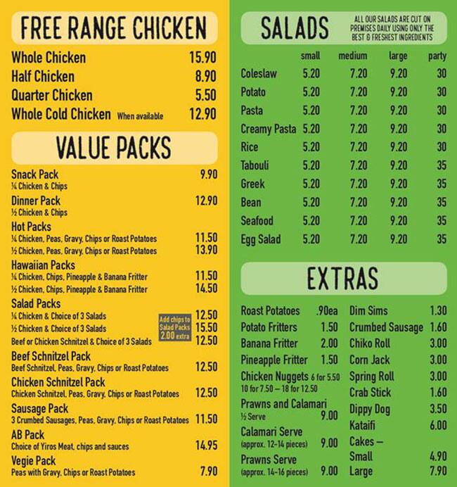 Menu at Golden Chicken restaurant, O'Halloran Hill, 29 Main S Rd