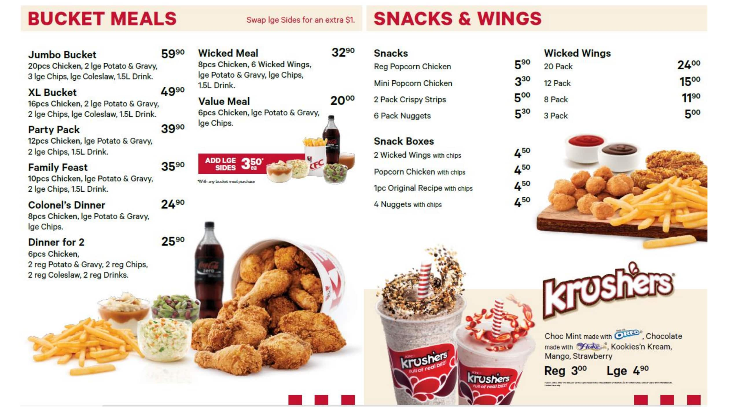 kfc recent menu