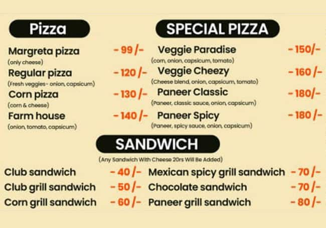 Menu of Swami's Cafe, Panchgani Locality, Panchgani