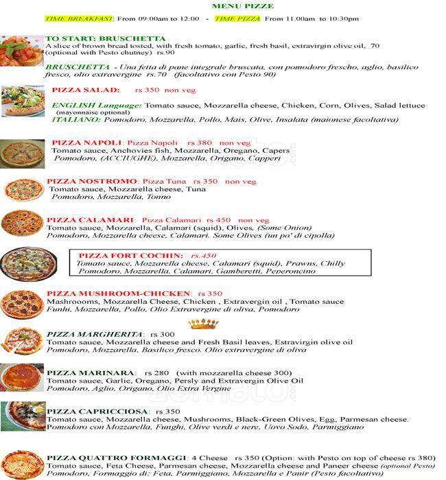 Pizza Italia Menu, Menu de Pizza Italia, Fort Kochi, Kochi Zomato
