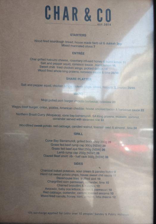 Char & Co Menu, Menu for Char & Co, Double Bay, Sydney Urbanspoon/Zomato