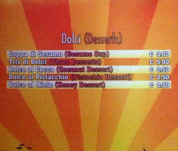 Menu di Asmara Cafè 