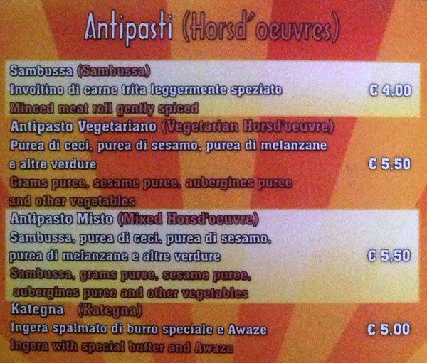 Menu di Asmara Cafè 