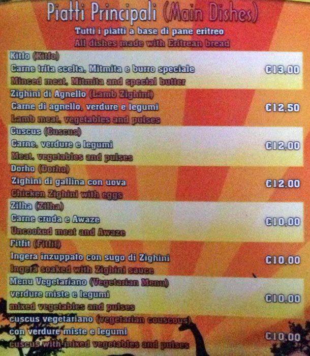 Menu di Asmara Cafè 