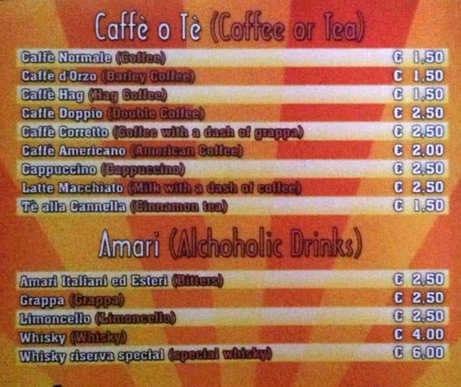 Menu di Asmara Cafè 