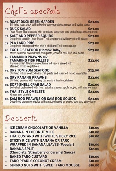 your place menu