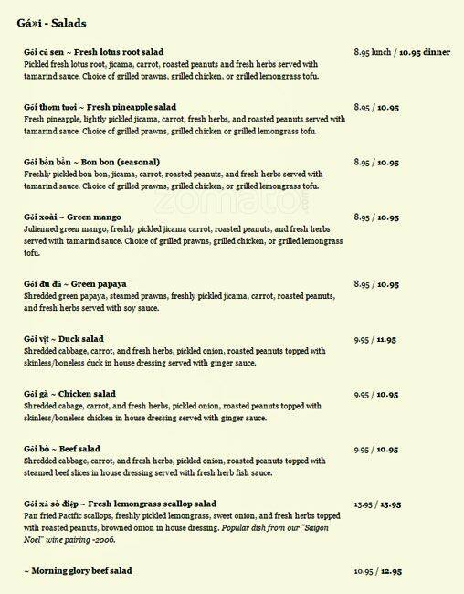 Tamarind Tree Menu Menu For Tamarind Tree International District Seattle