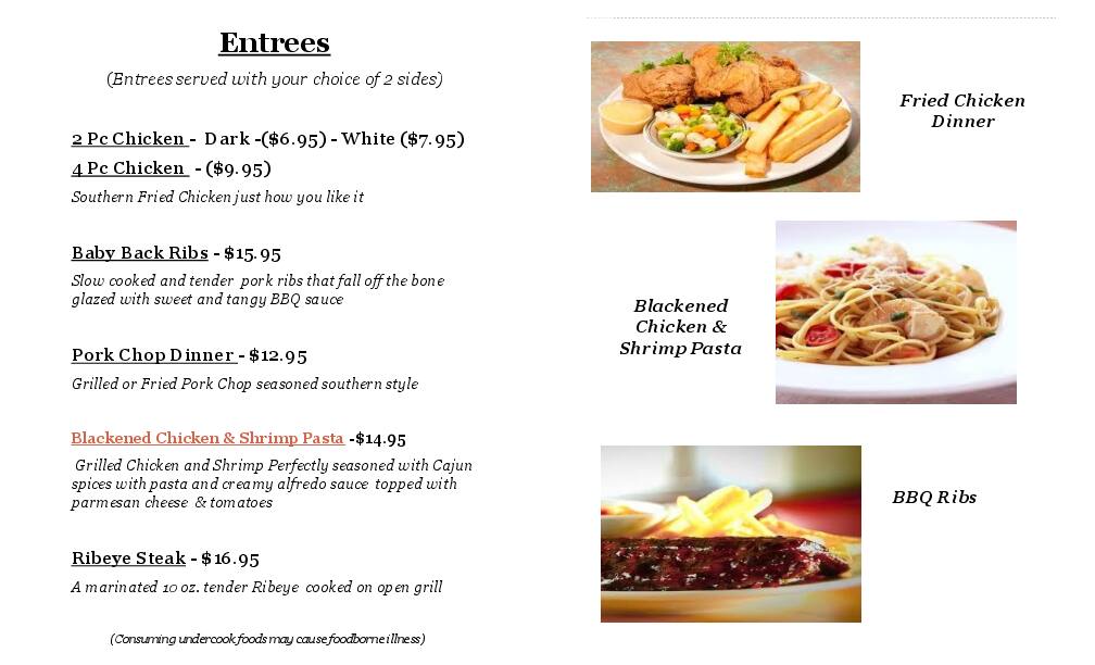 Carta de End Zone Lounge & Bar