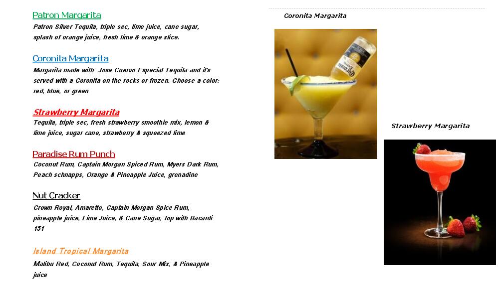 Carta de End Zone Lounge & Bar