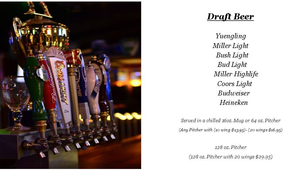 Carta de End Zone Lounge & Bar