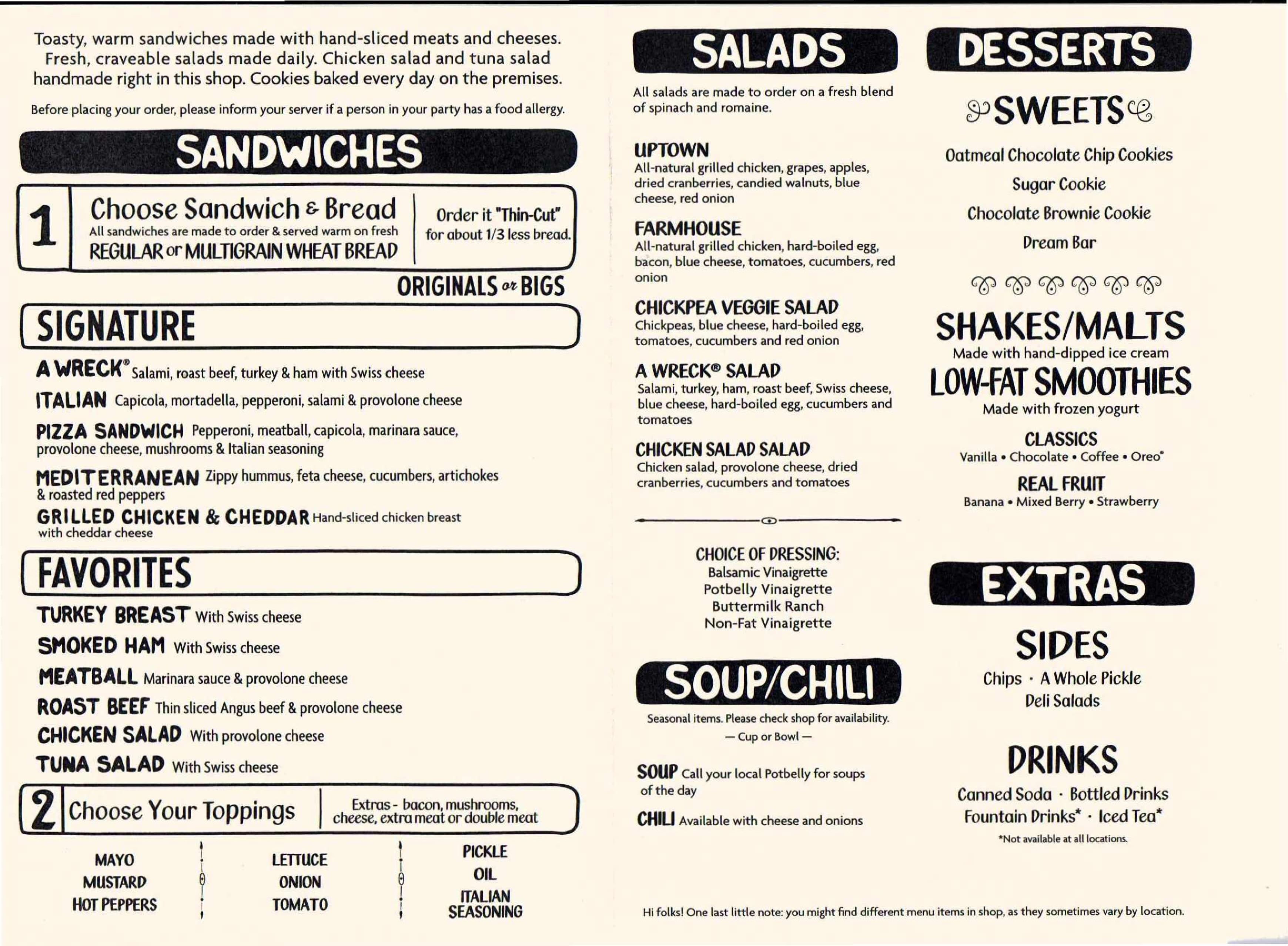 Printable Potbelly Menu Printable Templates