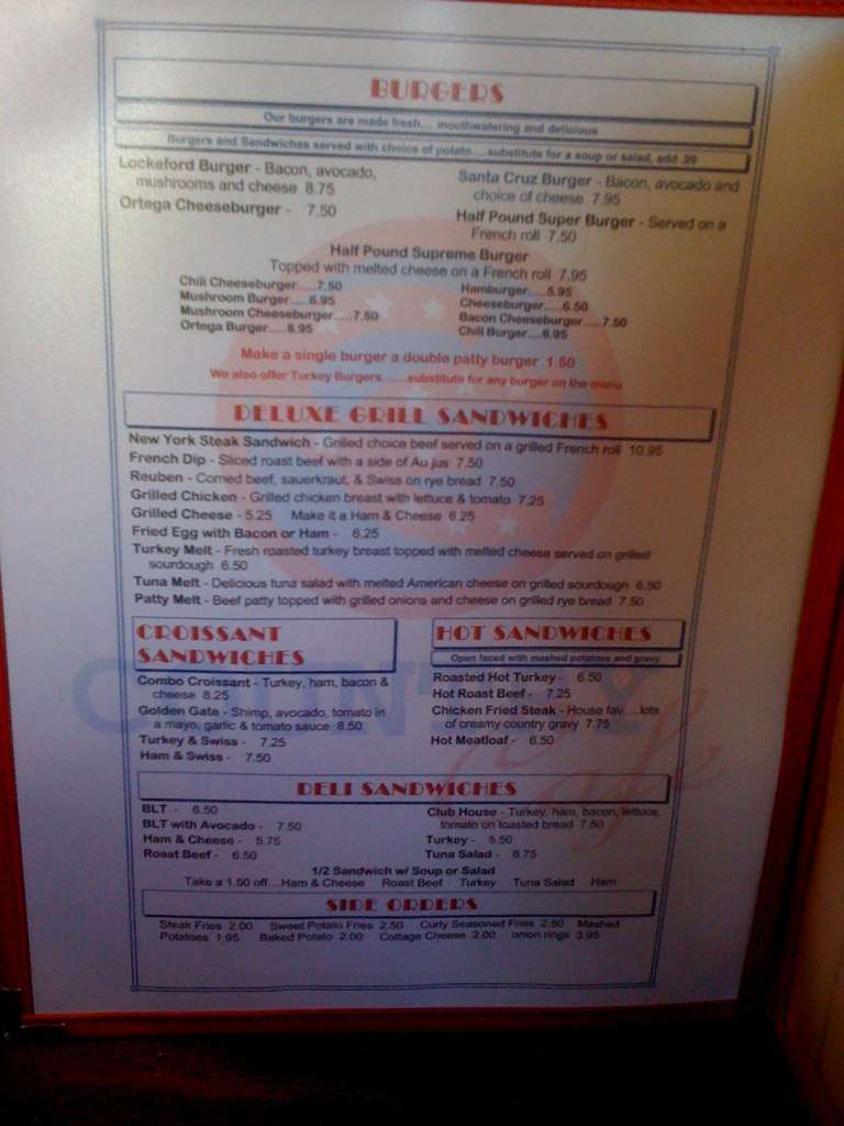 Country Cafe Menu, Menu for Country Cafe, Lockeford, Stockton