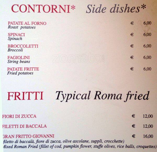 Menu di Trattoria da Giovanni 