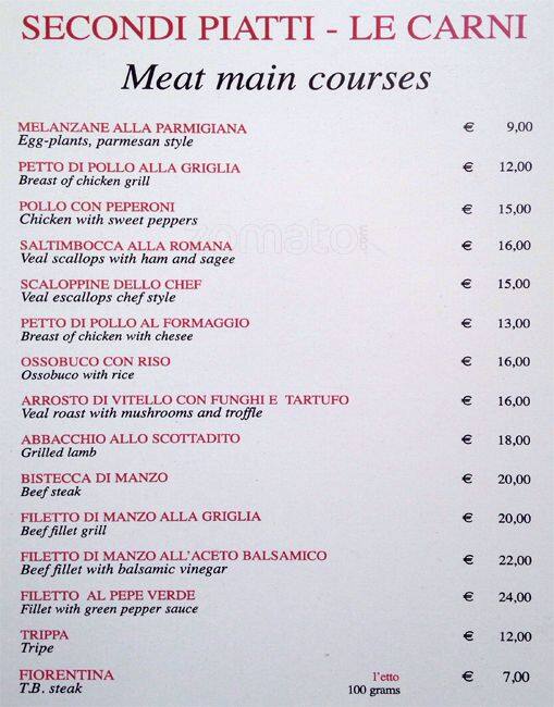 Menu di Trattoria da Giovanni 