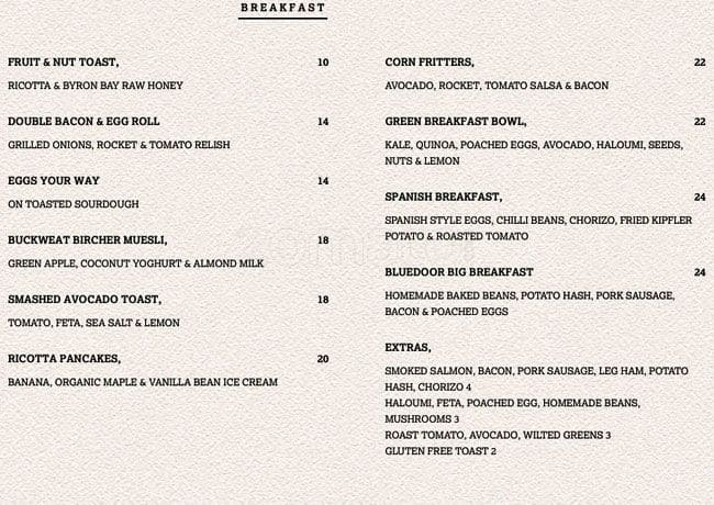 Blue Door Menu Blue Door Newcastle Newcastle Icin Menu