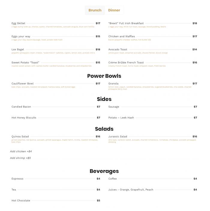 Menu at North Fork pub & bar, New York City