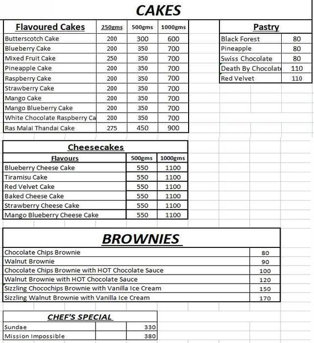 Menu of Cake Shake & Waffle, Kandivali West, Mumbai