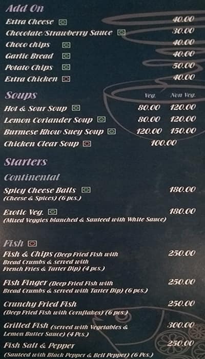 Beans and Cream Cafe menu