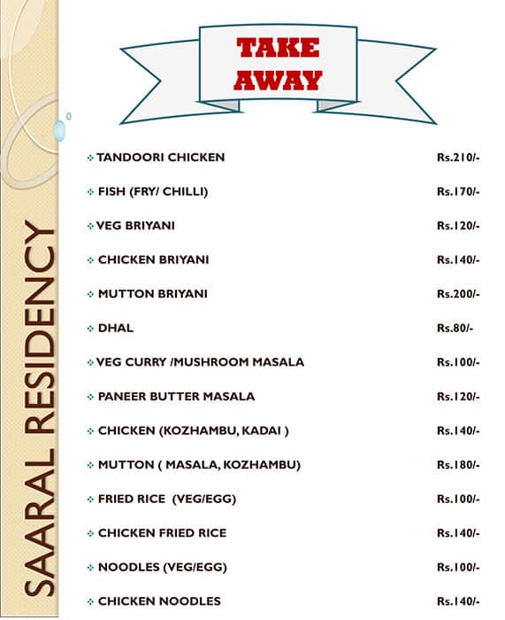 Chillies Restaurant menu