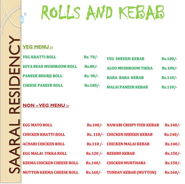 Chillies Restaurant menu