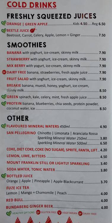 Red Beetle Cafe Menu Menu For Red Beetle Cafe Caroline Springs Melbourne