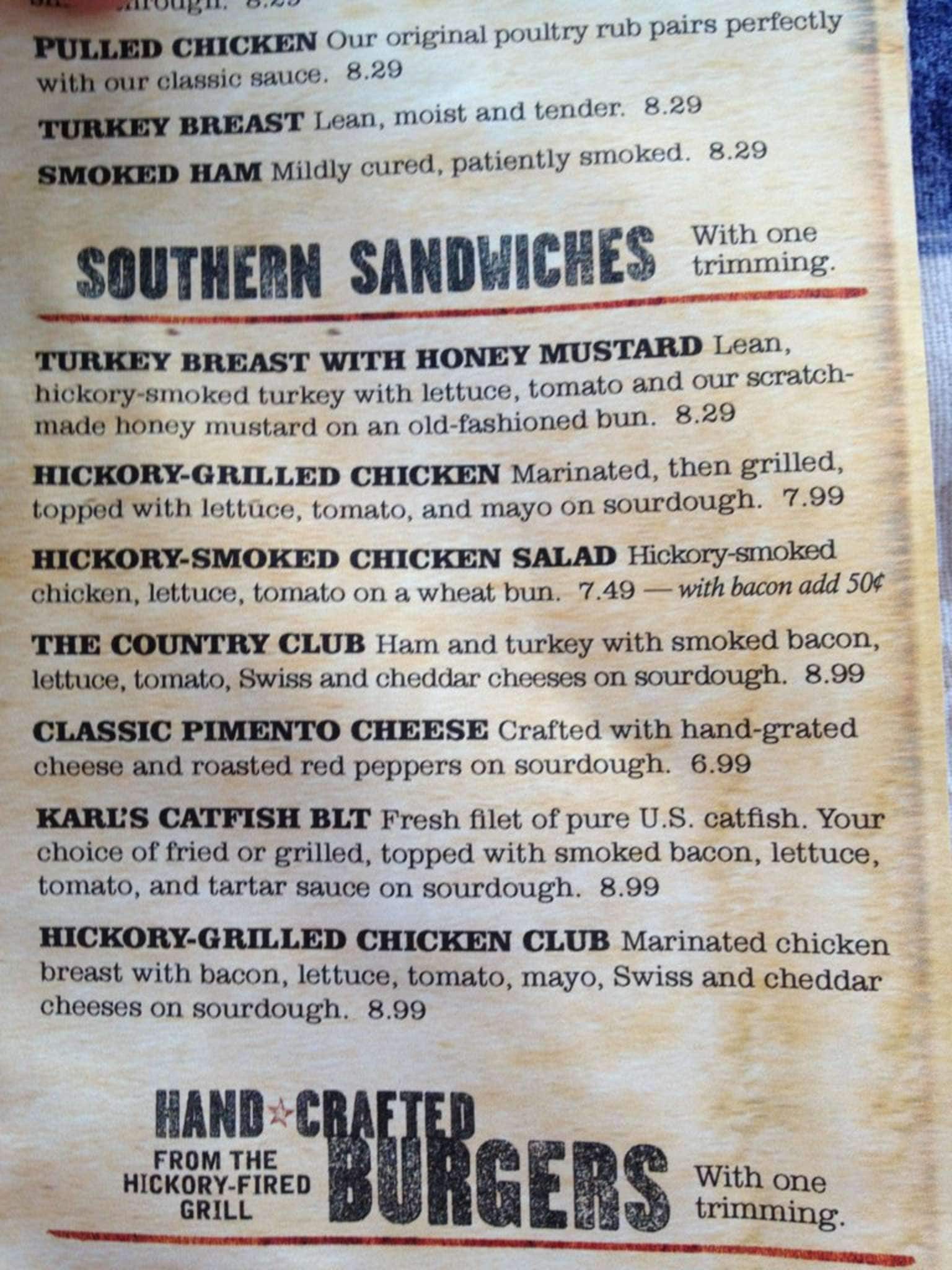 Menu at Jim 'N Nick's BarBQ, Nashville, Charlotte Pike