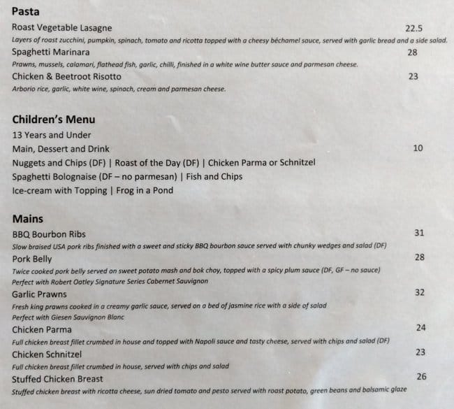 Menu at Bacchus Marsh Golf Club and Bistro, Darley