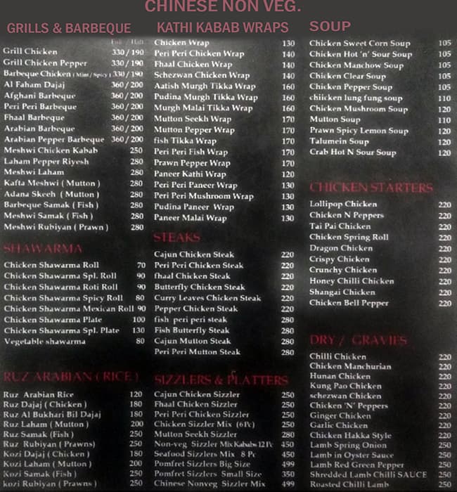 Menu at The house, Chennai, 26XR+X32