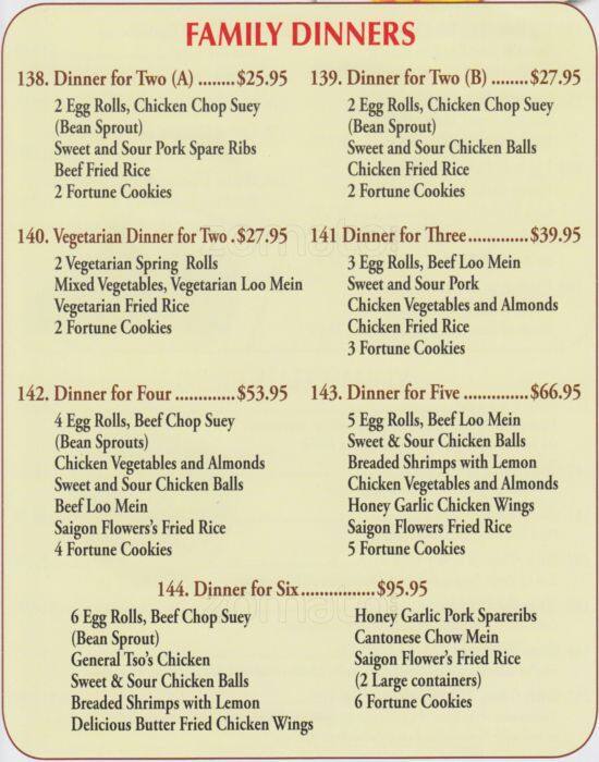 Menu de Saigon Flower Restaurant