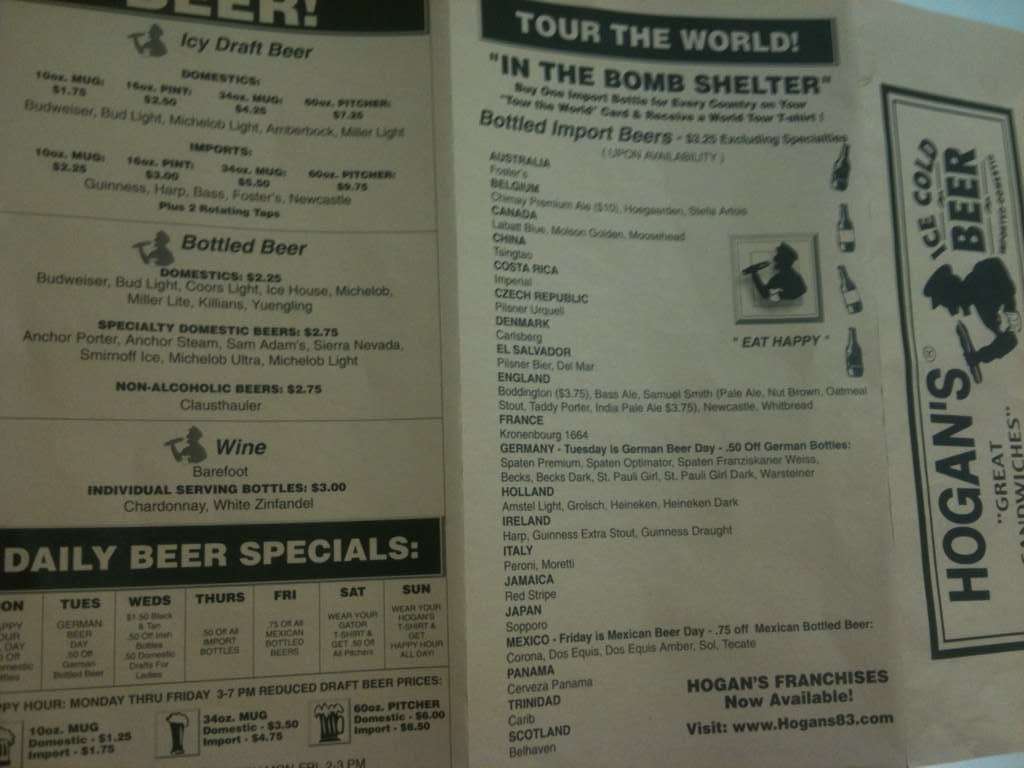 Hogan's Great Sandwiches Menu Urbanspoon/Zomato