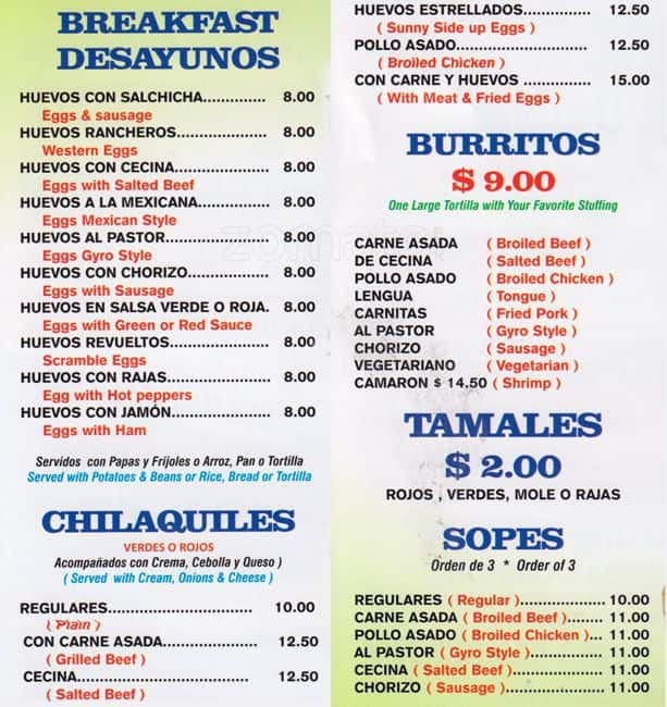 El California Menu, Menu for El California, Jackson Heights, New York ...