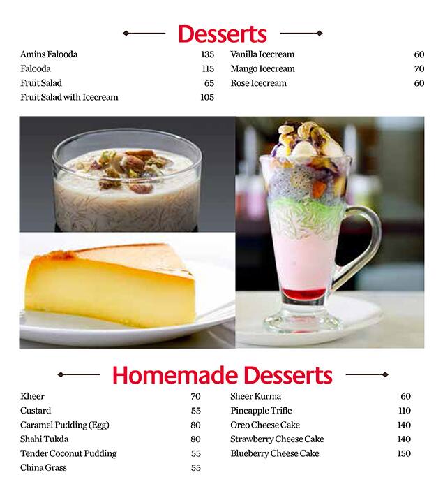 Cafe Amin menu