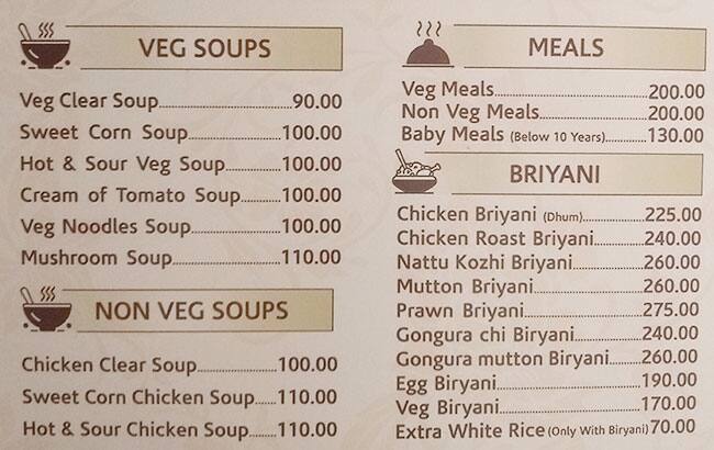 Menu of New Andhra Meals Hotel, Valasaravakkam, Chennai
