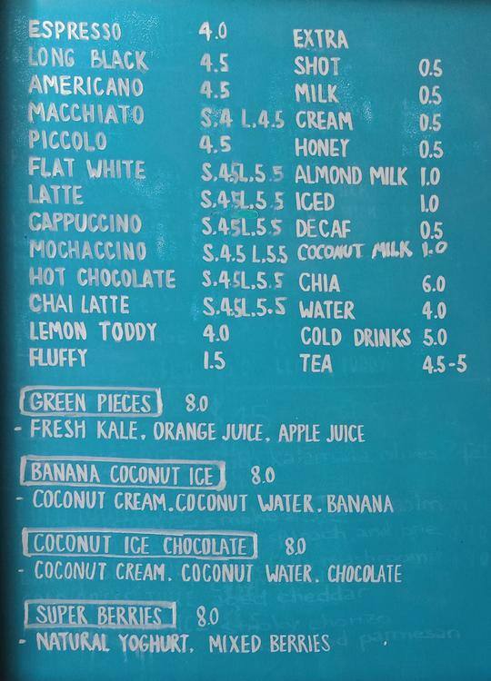Carta de Craft Kitchen