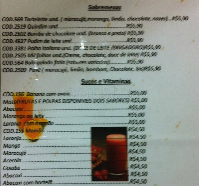 Padaria e Confeitaria Casa do Pão cardápio