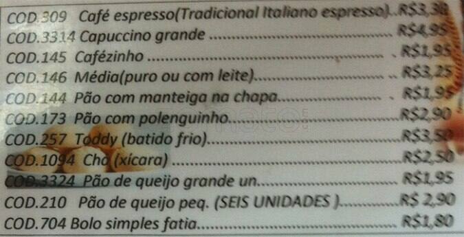Padaria e Confeitaria Casa do Pão cardápio