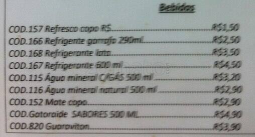 Padaria e Confeitaria Casa do Pão cardápio