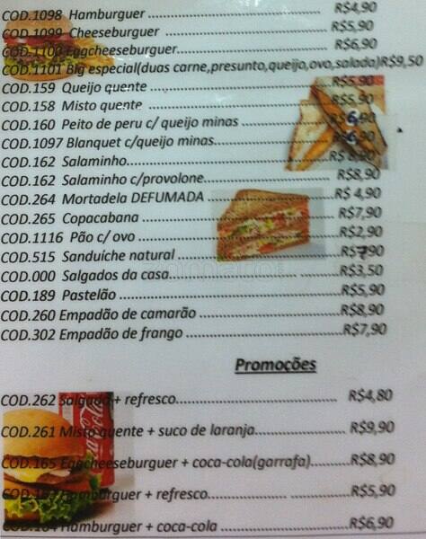 Padaria e Confeitaria Casa do Pão cardápio