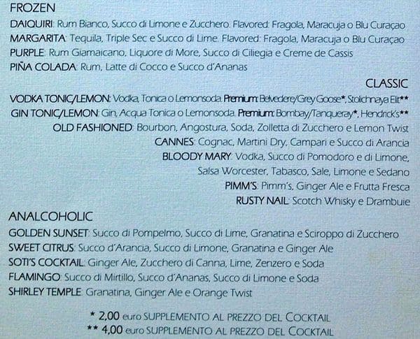 Menu di Caffè Letterario 