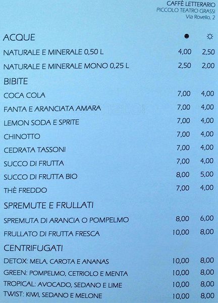 Menu di Caffè Letterario 