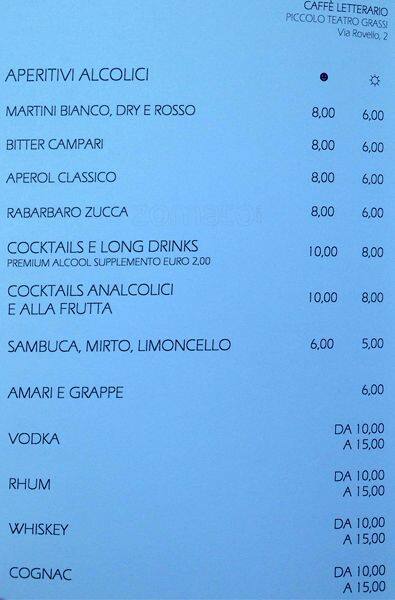 Menu di Caffè Letterario 