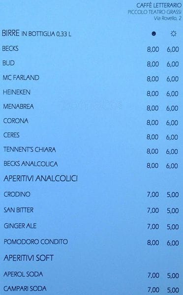 Menu di Caffè Letterario 