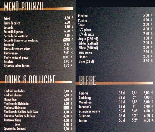 Menu di Pane Caffé 