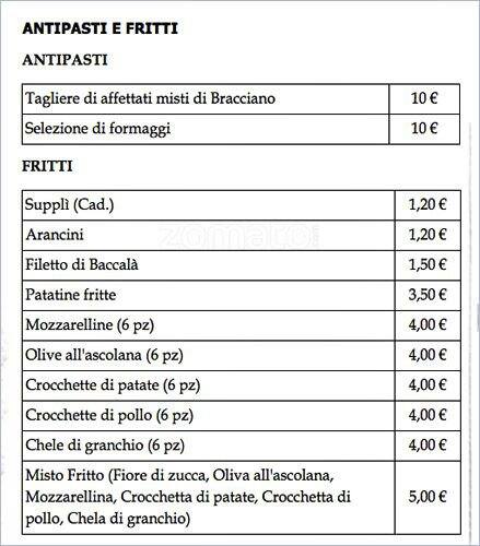 Menu di La Baita 
