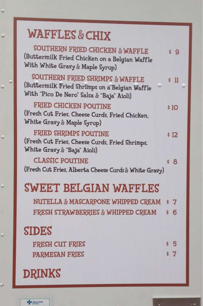 Waffles & Chix Menu, Menu for Waffles & Chix, Downtown, Calgary Urbanspoon/Zomato
