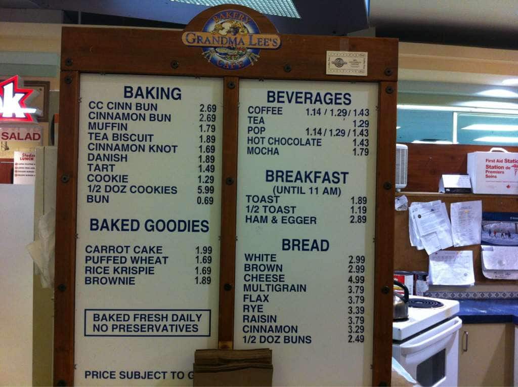 Grandma Lee's Bakery & Cafe Menu Urbanspoon/Zomato