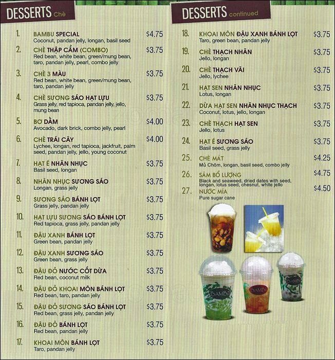 Bambu menu