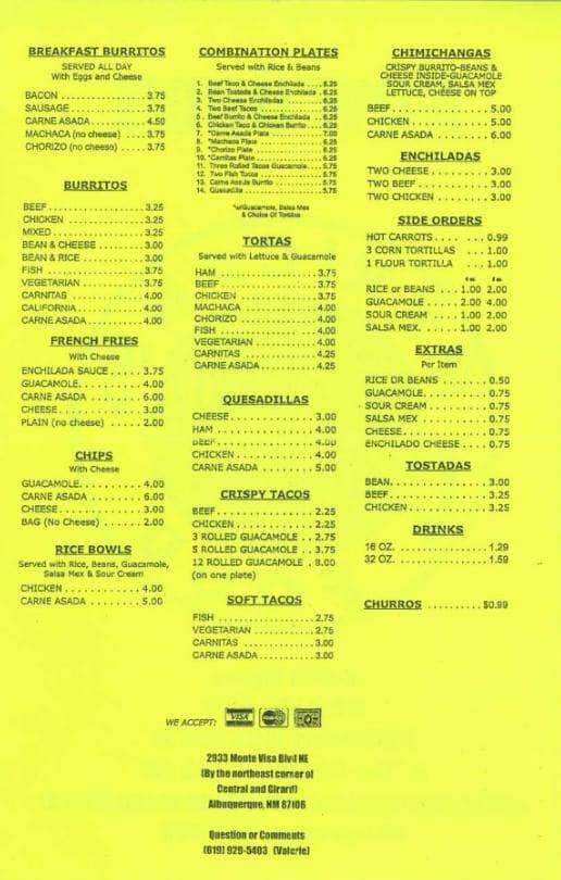 Carolina S Mexican Food Menu Menu For Carolina S Mexican Food