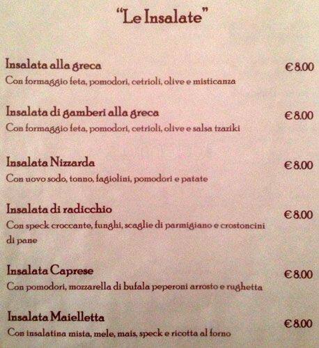 Menu di Ristorante La Maielletta 